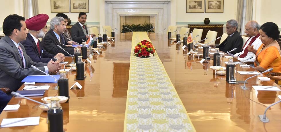 External Affairs Minister meets Dinesh Gunawardena, Minister of Foreign Relations of Sri Lanka at Hyderabad House, New Delhi 