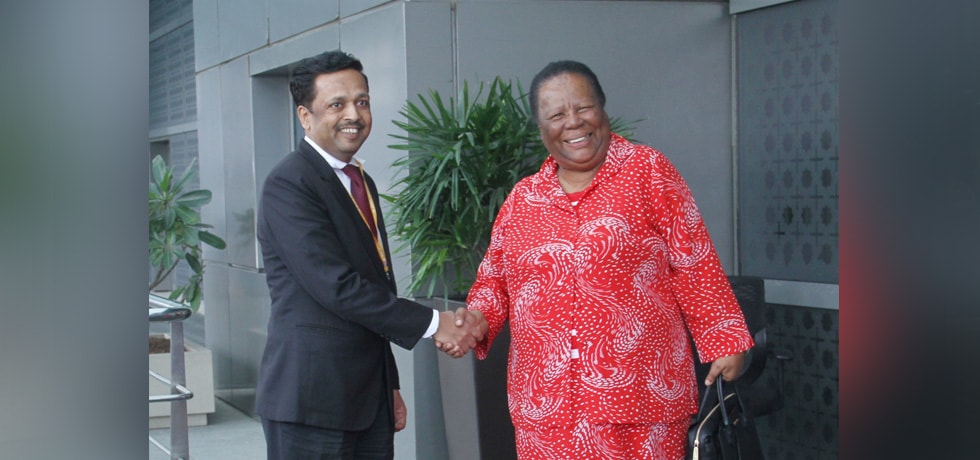 Dr. GNM Pandor, Minister of International Relations and Cooperation of South Africa arrives in New Delhi