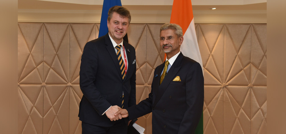 External Affairs Minister meets Urmas Reinsalu, Minister of Foreign Affairs of Estonia during Raisina Dialogue 2020 