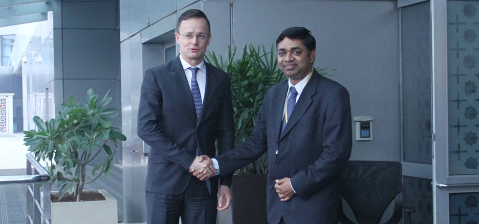 Peter Szijjarto, Minister of Foreign Affairs of Hungary arrives in New Delhi