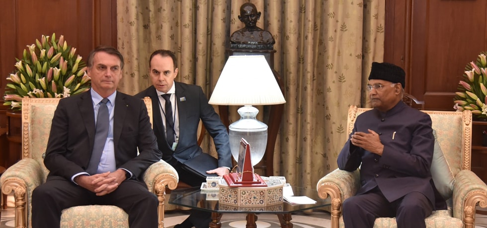 President meets Jair Messias Bolsonaro, President of Brazil at Rashtrapati Bhavan 