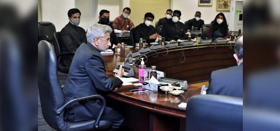 External Affairs Minister interacts with IFS Officer Trainees of 2020 batch and Bhutanese Diplomats at JNB