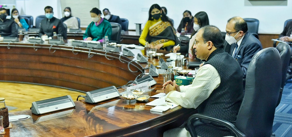 Minister of State for External Affairs interacts with IFS Officer Trainees of 2020 batch and Bhutanese Diplomats at JNB 