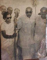 Deeksha ceremony at Nagpur on 14.10.1956. Seen in the picture are Mrs. Savita Ambedkar, Mr. Nanakchand Rattu (PA to Dr. Ambedkar) and Samta Sainik Dal volunteers