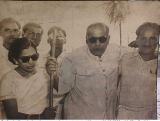 Dr. Ambedkar during the conversion ceremony at Nagpur, 14.10.1956 with Mrs. Savita Ambedkar, Mr. Nanakchand Rattu (his personal assistant) and Samta Sainik Dal Volunteers