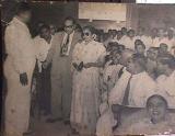 Dr. Ambedkar at the muhurath ceremony of the Movie “Mahatma Jyothiba Phule” made by Acharya Atre at Bombay. With him is seem the Acharya