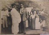 Dr. Ambedkar with Mr. Shantaram Annaji Upshyam Guruji at the railway station, Bombay. Guruji was the secretary of the Bombay Scheduled Caste Improvement Trust founded by Dr. Ambedkar. He was the manager of the newspaper Janata started by Dr. Ambedkar at Bombay