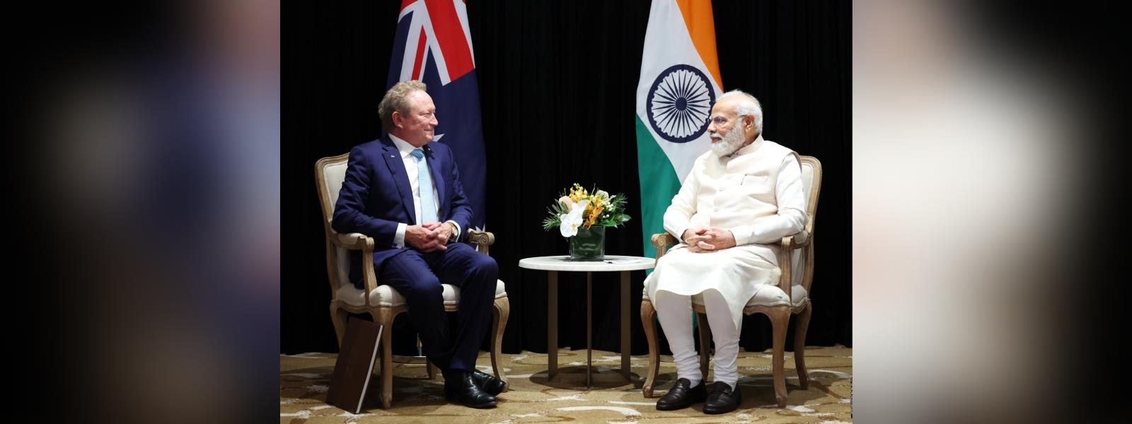 Prime Minister Shri Narendra Modi met Dr. Andrew Forrest, Executive Chairman and Founder of Fortescue Metals Group and Fortescue Future Industries in Sydney