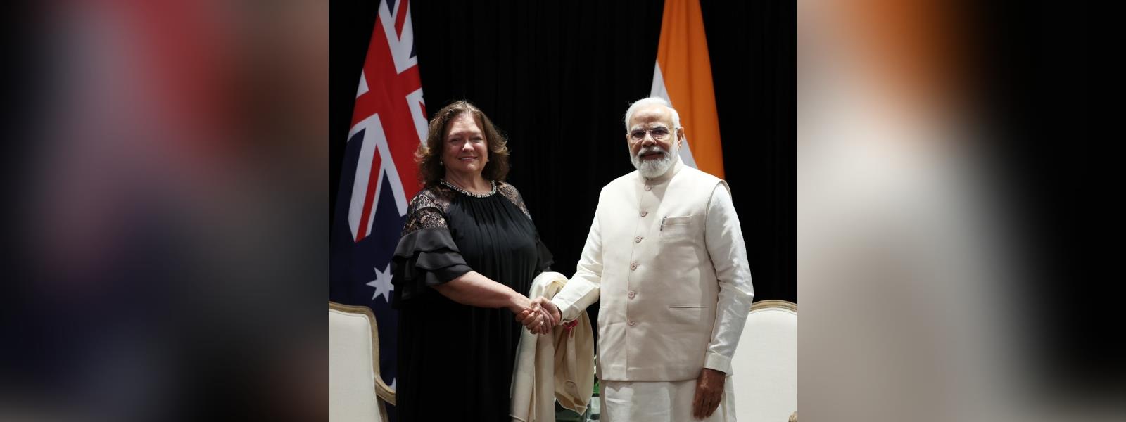 Prime Minister Shri Narendra Modi met Ms. Georgina Hope Rinehart, Executive Chairman of Hancock Prospecting Group, Roy Hill, and S. Kidman & Co, in Sydney, Australia