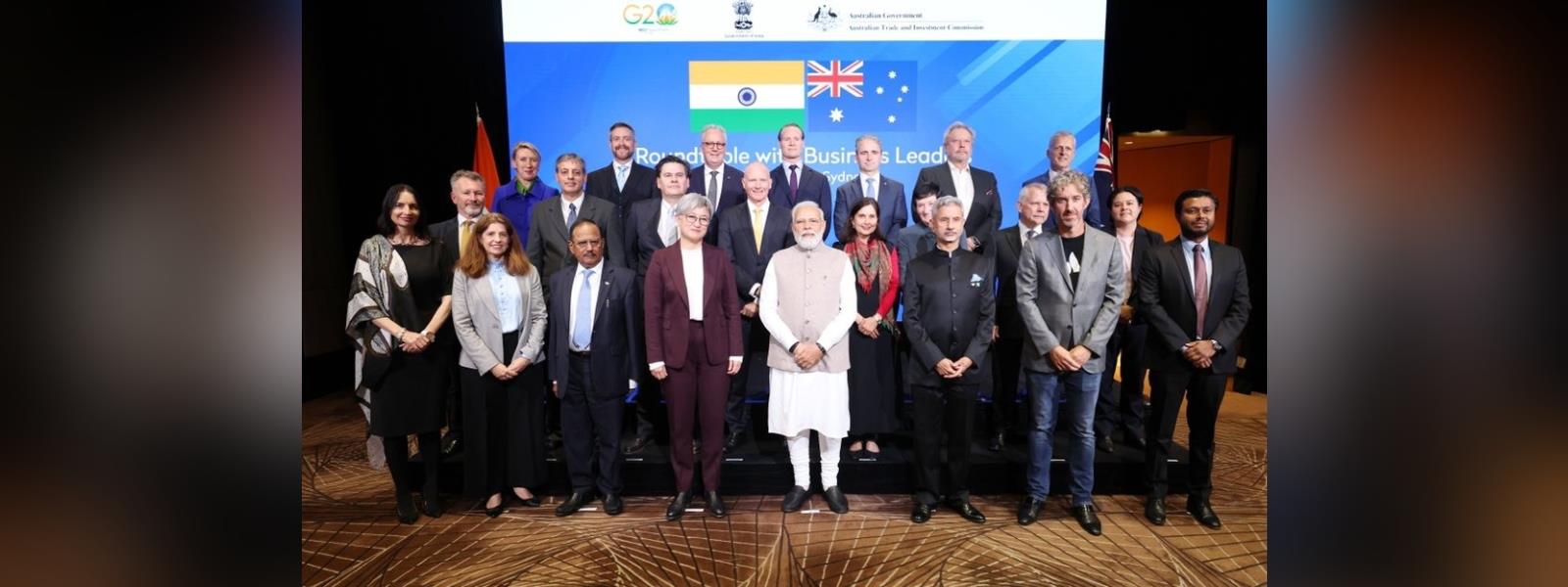 Prime Minister Shri Narendra Modi addressed top Australian CEOs at a business roundtable in Sydney