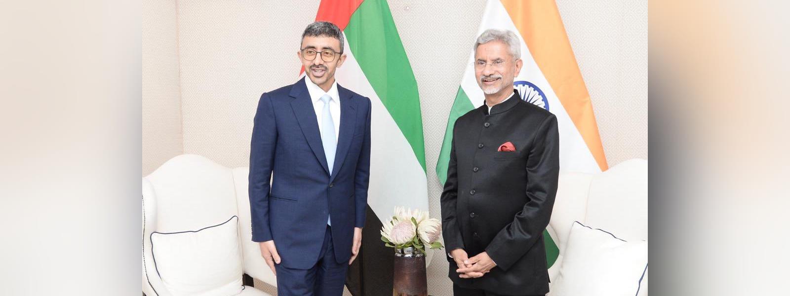 External Affairs Minister Dr. S. Jaishankar met Minister of Foreign Affairs of the United Arab Emirates, H.H. Abdullah bin Zayed Al Nahyan on the sidelines of Friends of BRICS gathering
