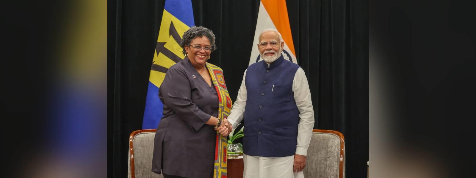 Prime Minister Shri Narendra Modi met The Honourable Ms. Mia Mottley, Prime Minister of Barbados on the sidelines of the 2nd India-CARICOM Summit in Georgetown