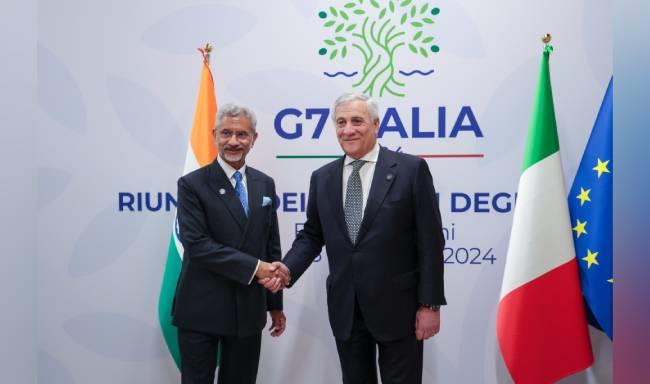 External Affairs Minister, Dr. S. Jaishankar met H.E. Mr. Antonio Tajani, Deputy Prime Minister and Minister of Foreign Affairs & International Cooperation of Italy at the G7 Foreign Ministers' Meeting in Fiuggi, Italy