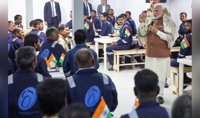 Prime Minister Shri Narendra Modi visited a labour camp & interacted with the Indian workers in Mina Abdullah area of Kuwait