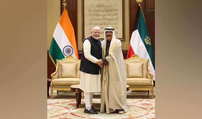 Prime Minister Shri Narendra Modi met His Highness Sheikh Meshal Al-Ahmad Al-Jaber Al-Sabah, Amir of Kuwait at the Bayan Palace